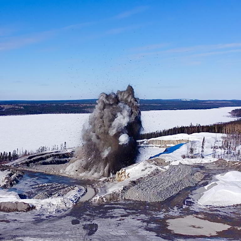 Controlled blast at mining site