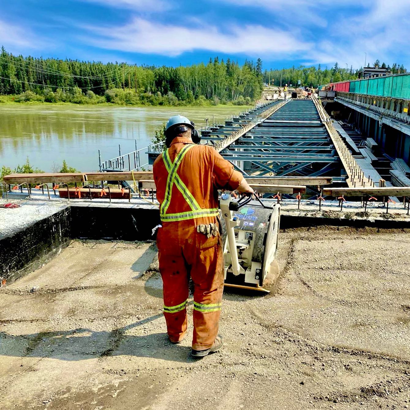 Preparations being made at the Burntwood River Bridge